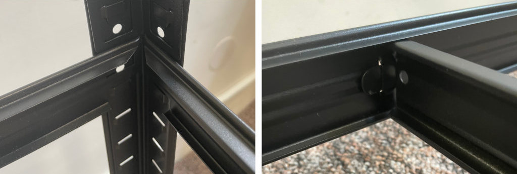 Detailní zobrazení konstrukce pro usazení polic